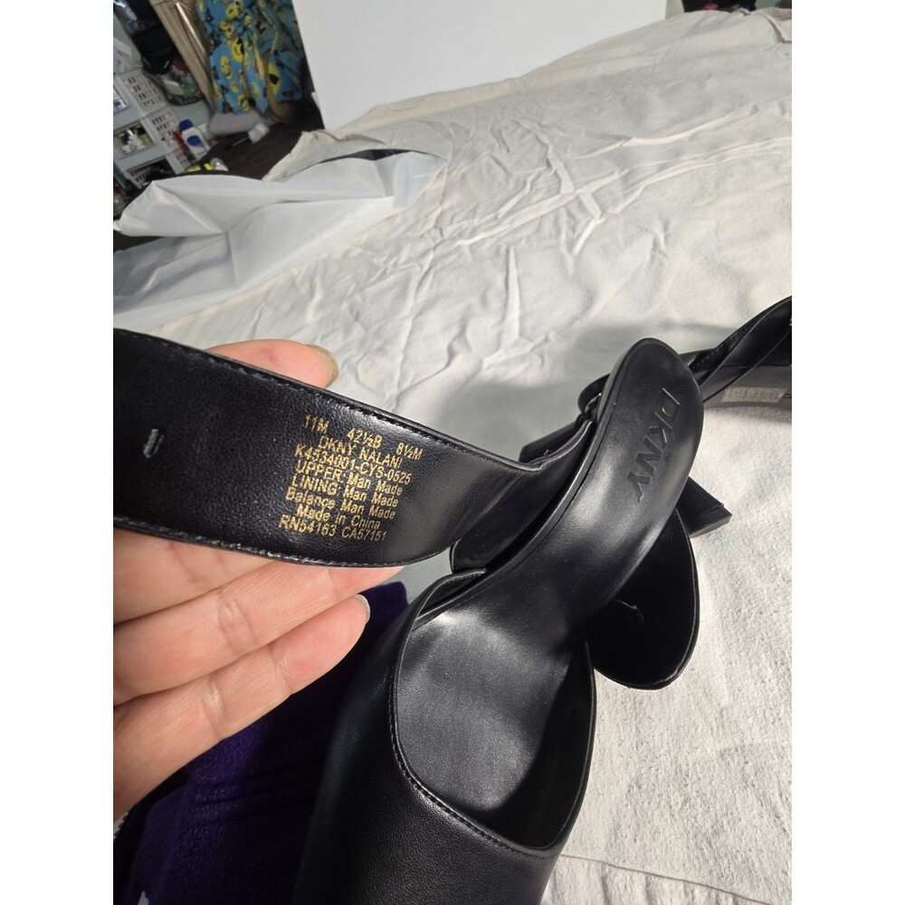 DKNY Nalani Black Pointed Toe Mules Buckle Strap High Heels Women's Size 11 NWOB - Picture 2 of 11